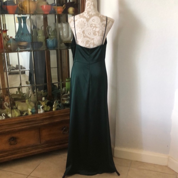 Jill Jill Stuart Wrap front Satin Slip Gown In Spruce - Picture 12 of 12